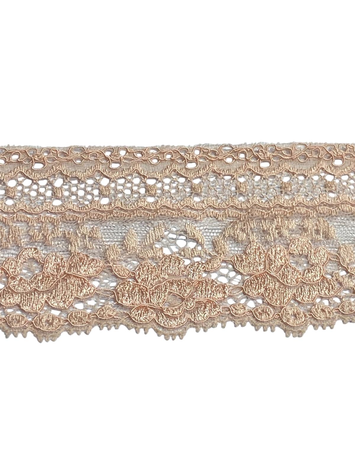 65mm Stretch Corded Lace - Peach (Price per 25cm)