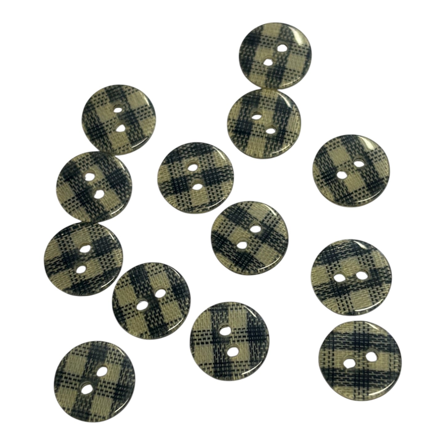 Black Check 2 Hole Buttons (3 Sizes)