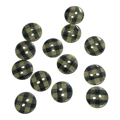 Black Check 2 Hole Buttons (3 Sizes)