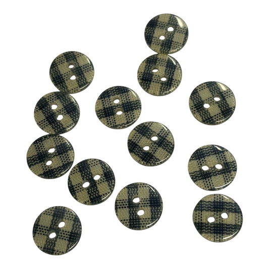 Black Check 2 Hole Buttons (3 Sizes)