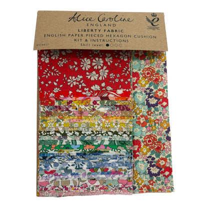 Alice Caroline Liberty English Paper Pieced Hexagon Cushion Kit (various backing fabrics)