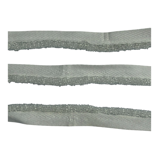 6mm White Beaded Flanged Cord Trim (Price per 25cm)