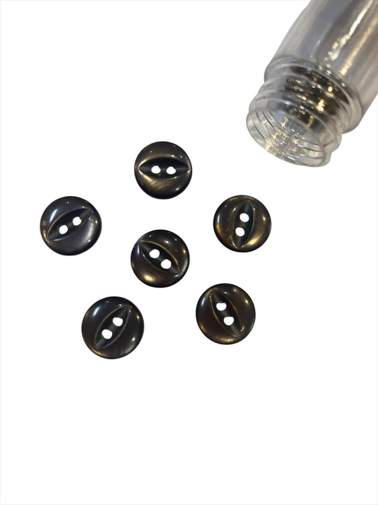 11mm Chocolate Brown 2 Hole Fish Eye Button