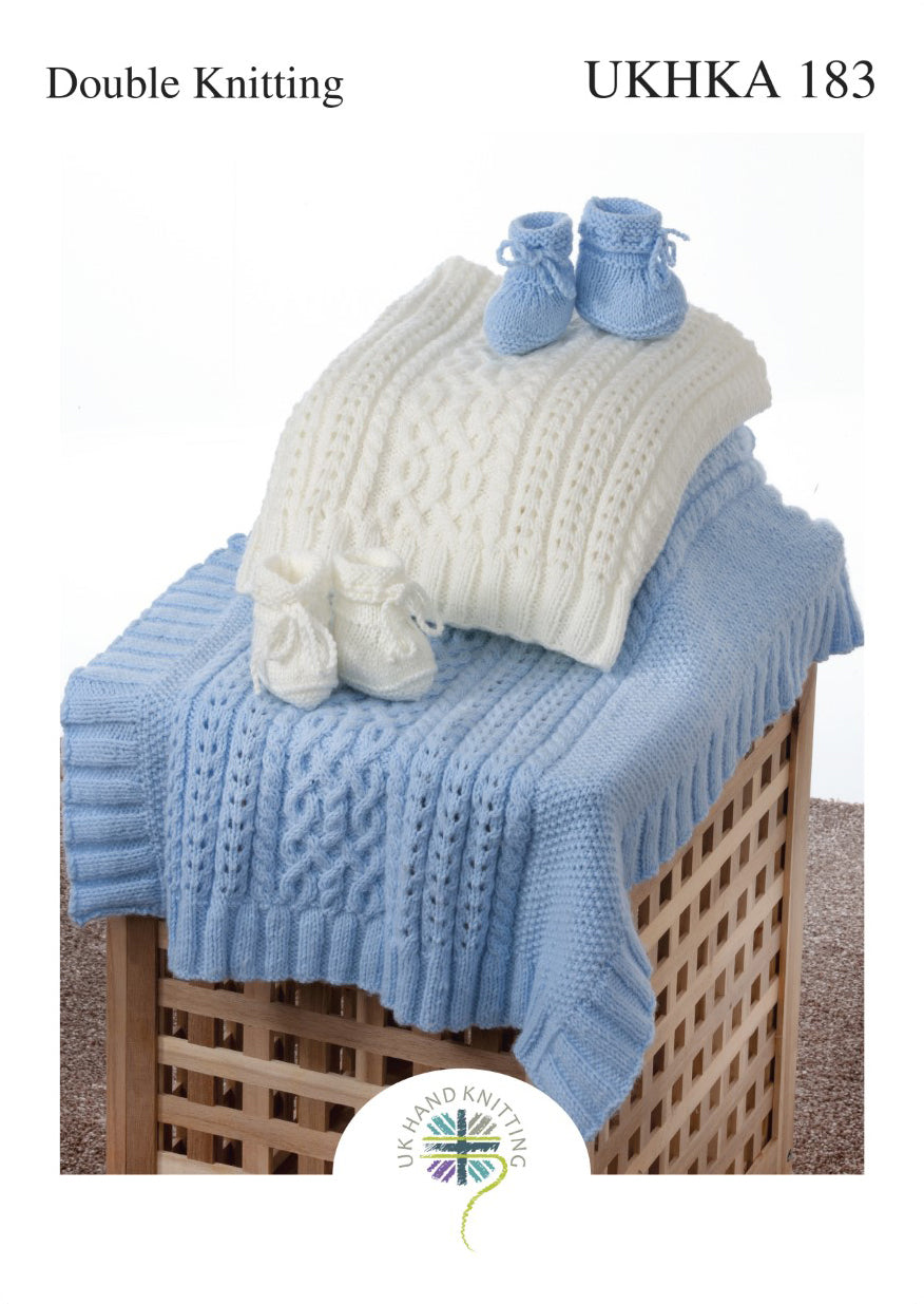 UKHKA 183 Pattern: Double Knitting: Booties and Blankets