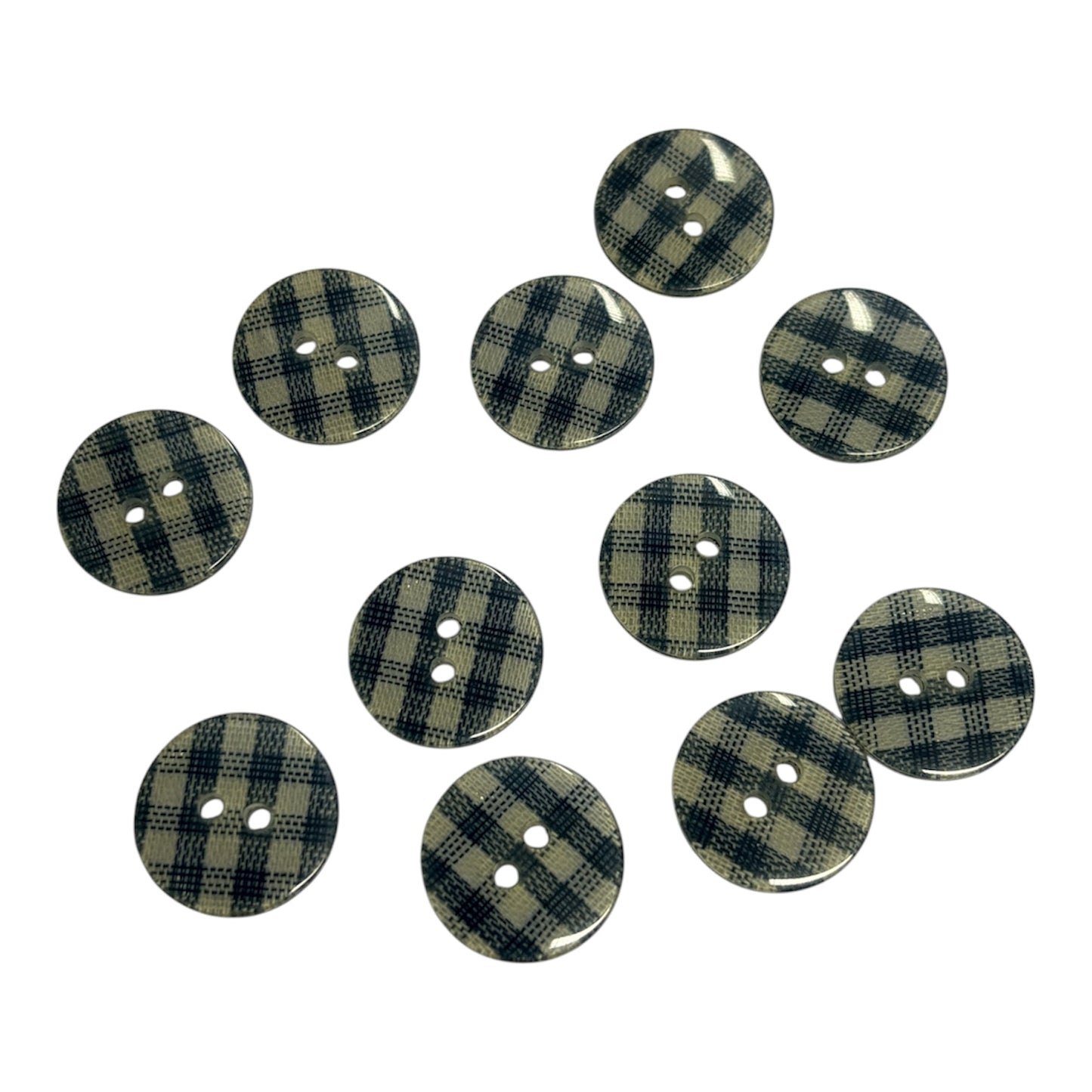 Black Check 2 Hole Buttons (3 Sizes)
