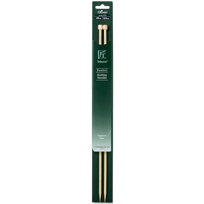 40cm Clover Single-Ended Knitting Pins - Takumi Bamboo (3.5mm & 5mm)