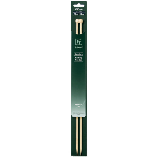 40cm Clover Single-Ended Knitting Pins - Takumi Bamboo (3.5mm & 5mm)