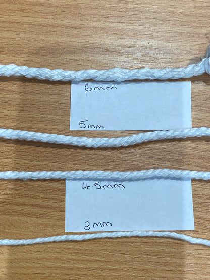 Milward 3mm Bleached Cotton Piping Cord (Price per 25cm)