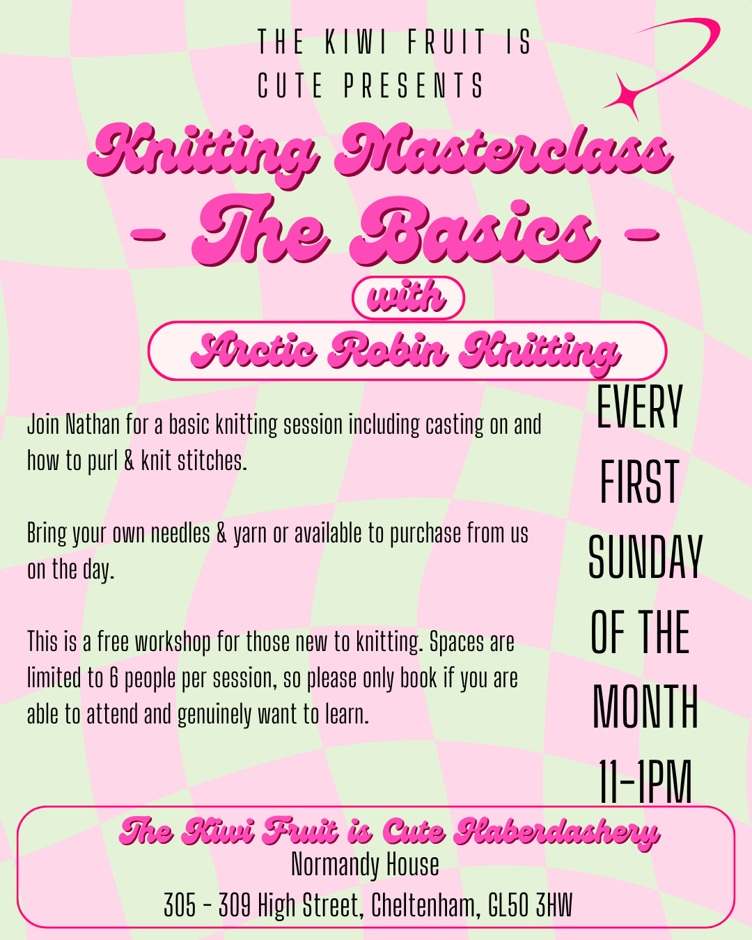 Monthly Free Basic Knitting Workshop (Various Dates)