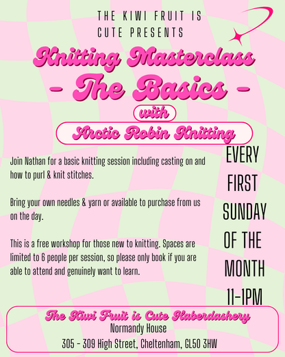 Free basic knitting workshop (£5 refundable booking deposit)