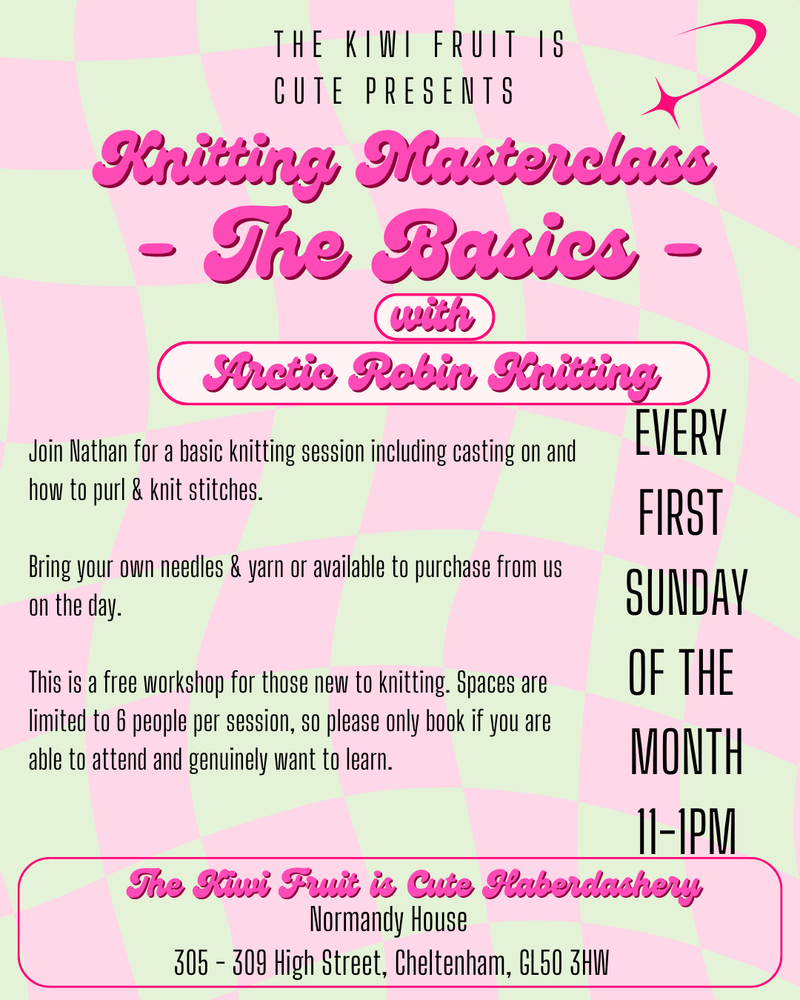 Free basic knitting workshop (£5 refundable booking deposit)