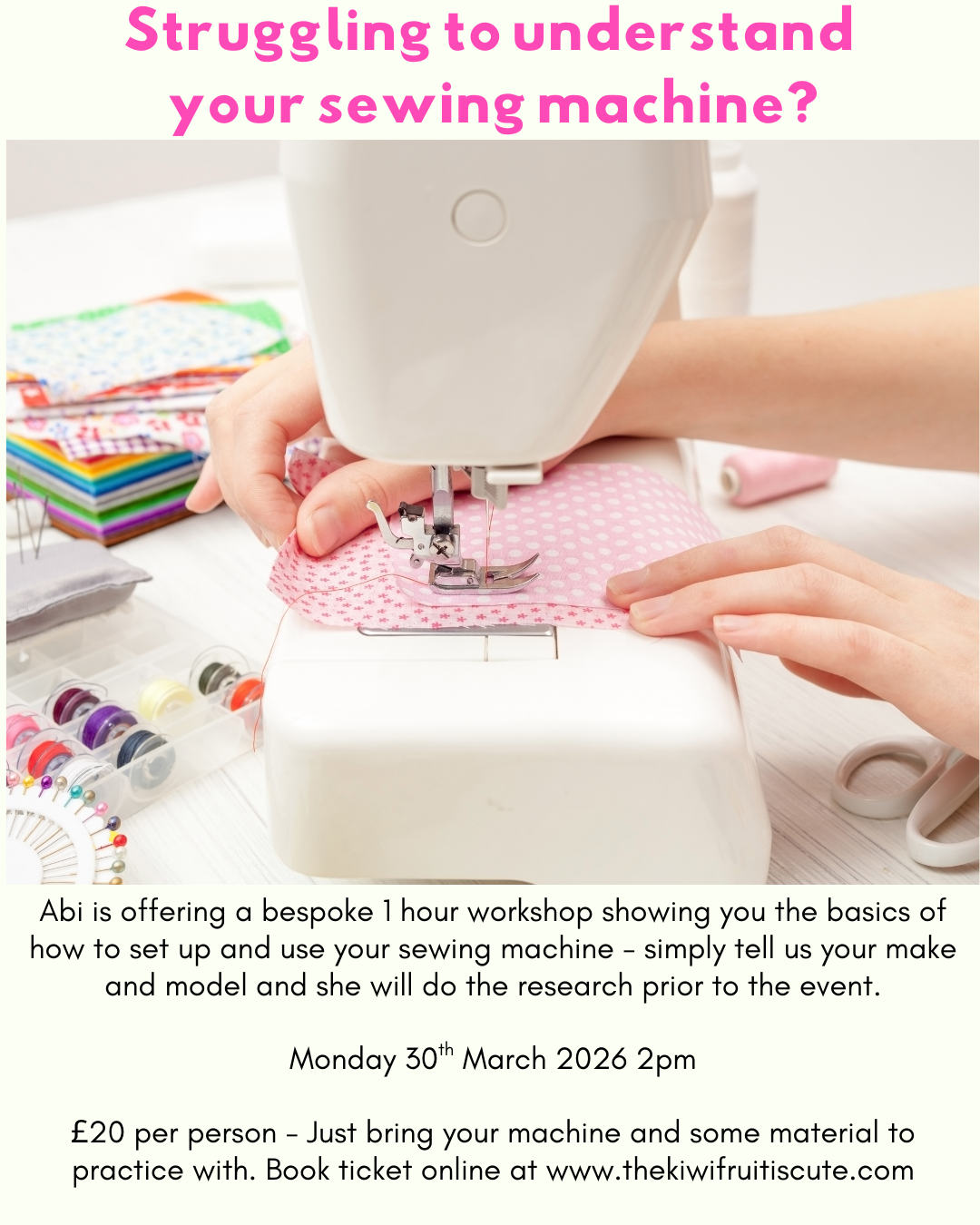 Beginner Sewing Machine Workshop 30/03/2026