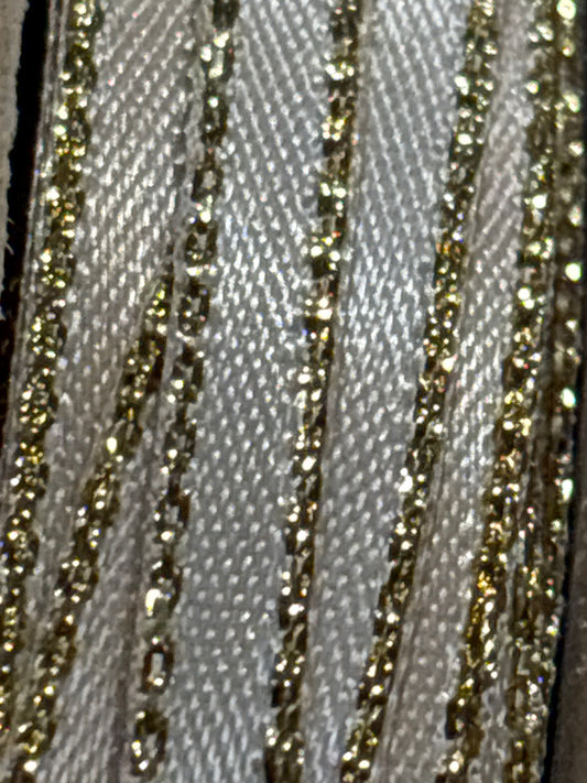 3mm Gold Edge Cream Satin Ribbon (Price per 25cm)