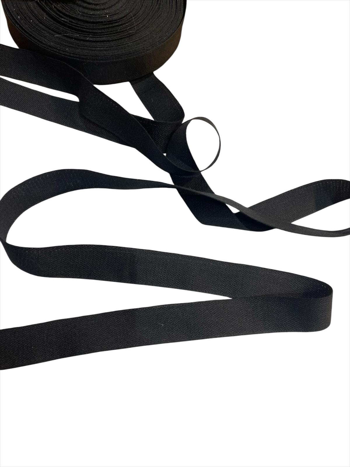 19mm Cotton Tape - Black (Price per 25cm)