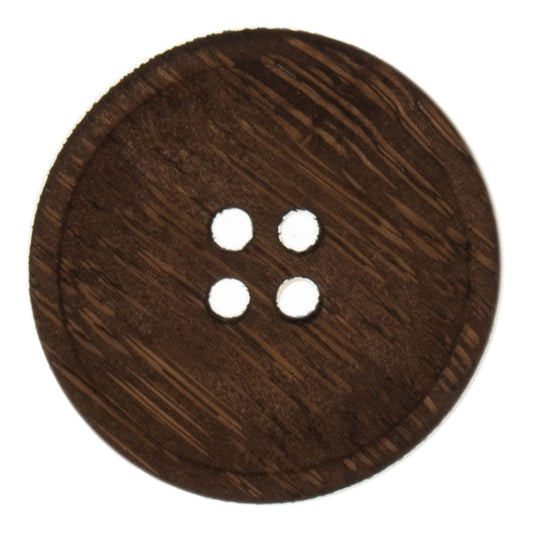 25mm Brown Bamboo 4 Hole Button