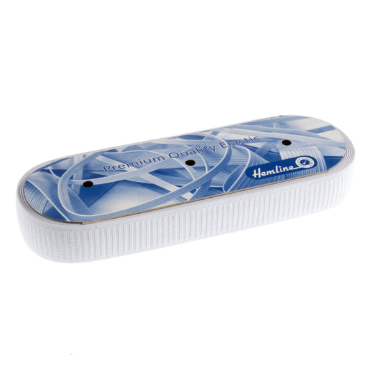 38mm Ribbed Elastic - White (Price per 25cm)