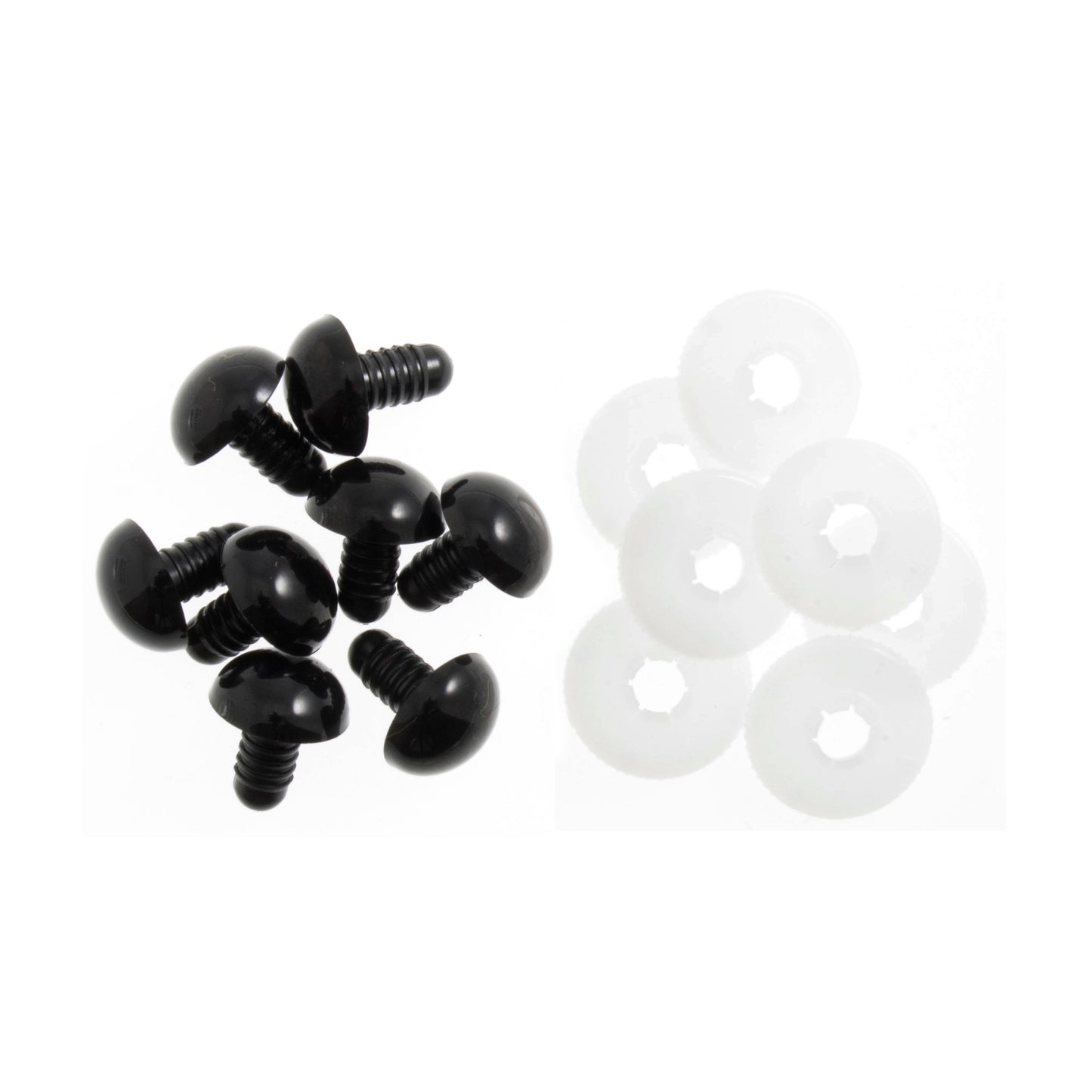 9mm Solid Black Plastic Toy Eye and Washer Pair