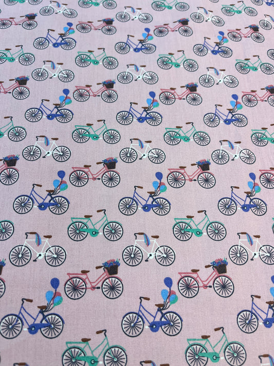 Bicycle Ride Cotton Poplin Fabric (Price Per 25cm)