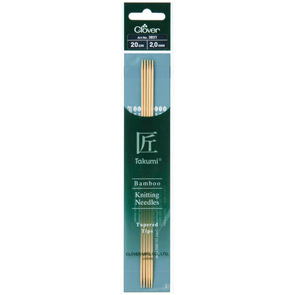 Clover Takumi Bamboo Double Pointed Knitting Needles 20cm (Various Sizes)