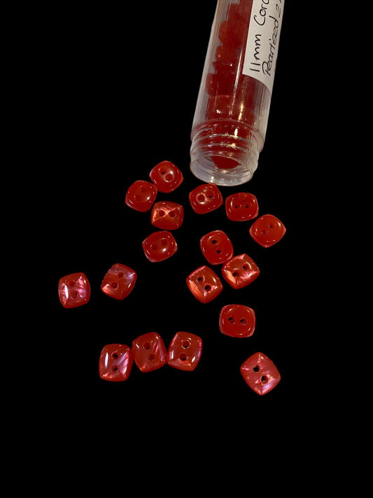 11mm Coral Rectangle Pearlised 2 Hole Button