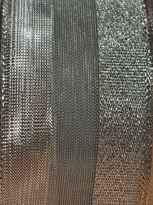 40mm Silver Lame Organza Ribbon (Price per 25cm)