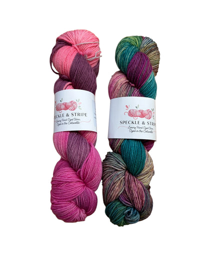 Speckle & Stripe Luxury Hand Dyed Platinum DK Superwash BFL (Various Colours)
