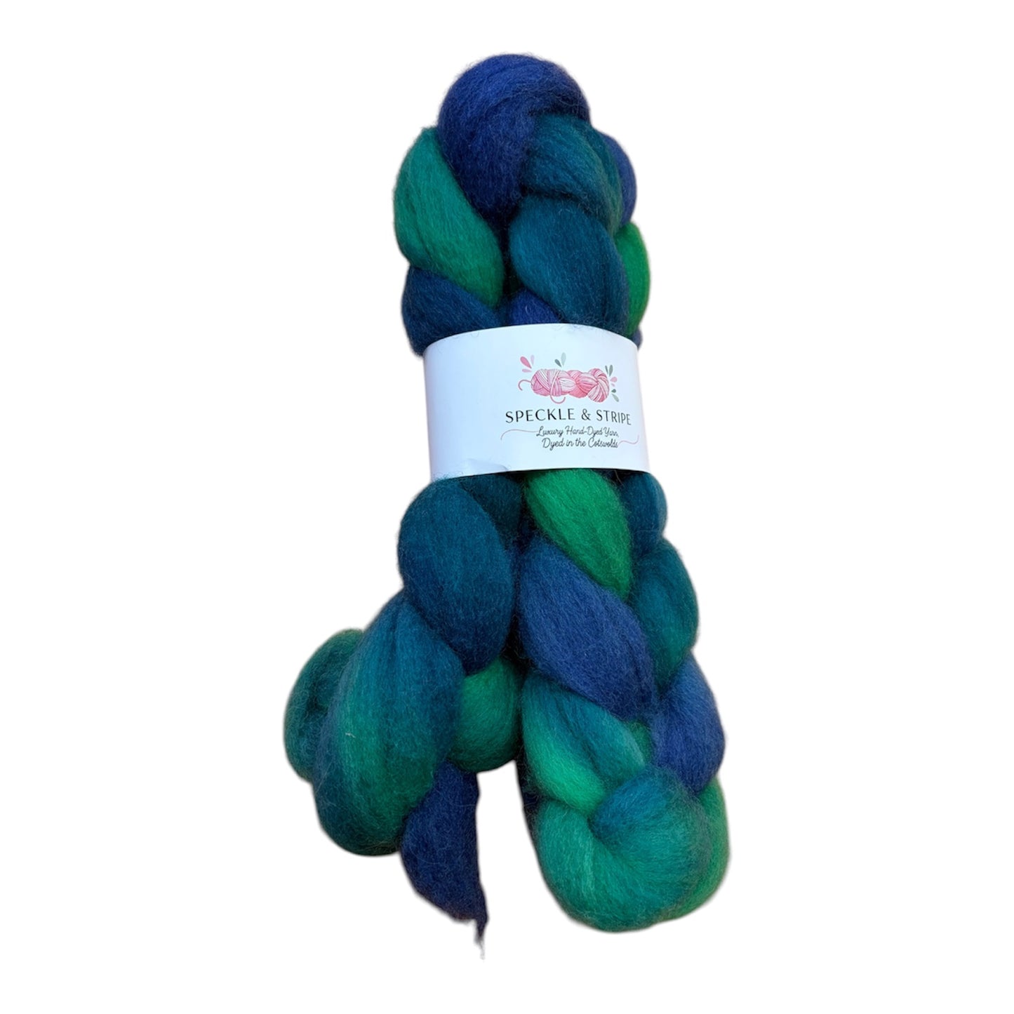 Speckle and Stripe Luxury Hand Dyed Combed Wool Top  approx 100g