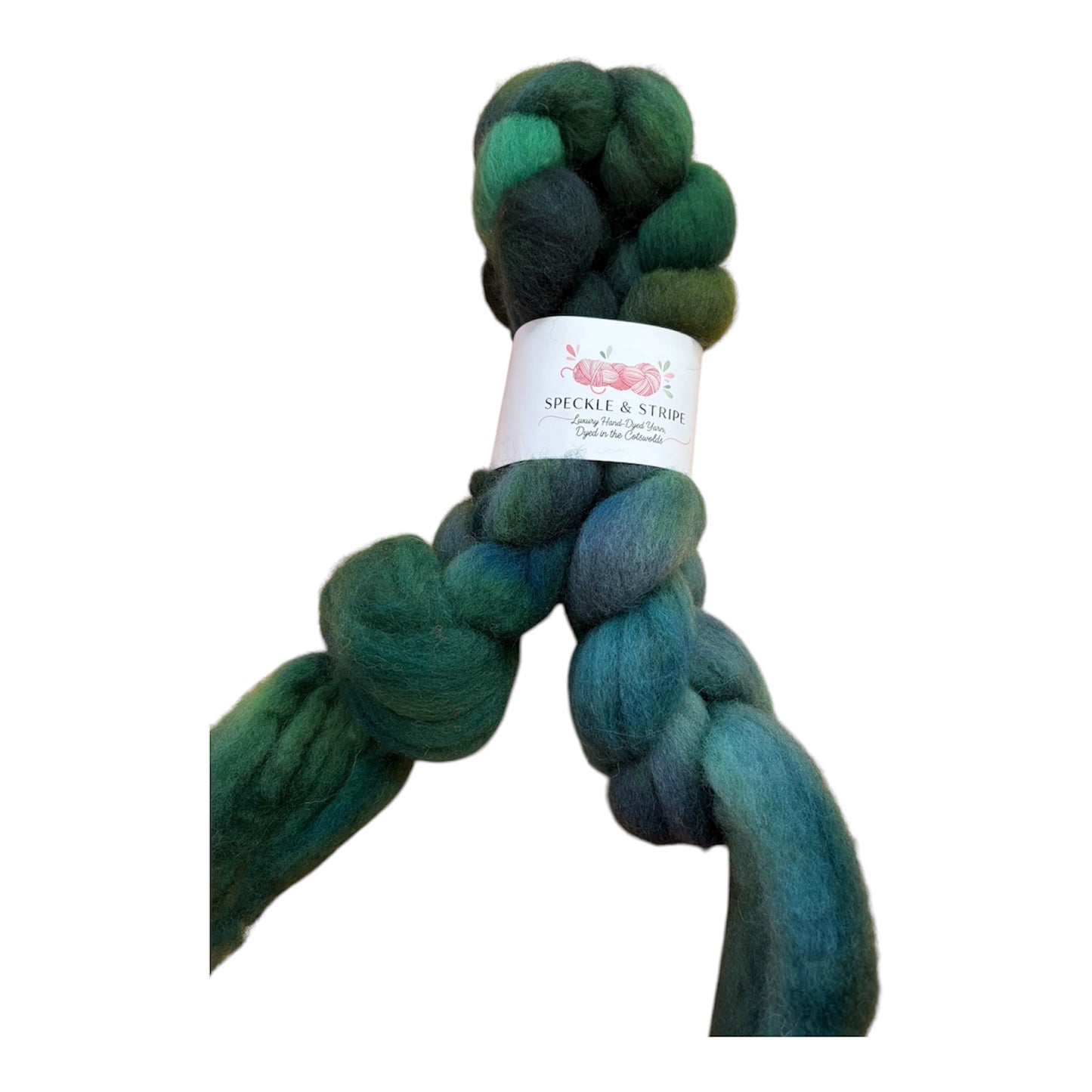 Speckle and Stripe Luxury Hand Dyed Combed Wool Top  approx 100g