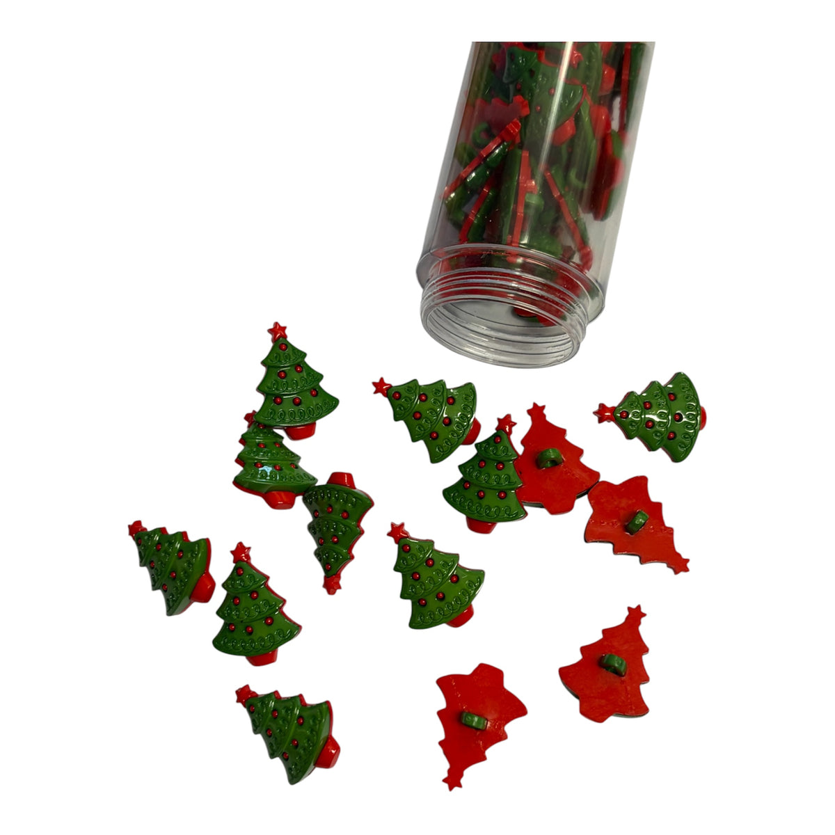 25mm Green and Red Christmas Tree Shankback Button