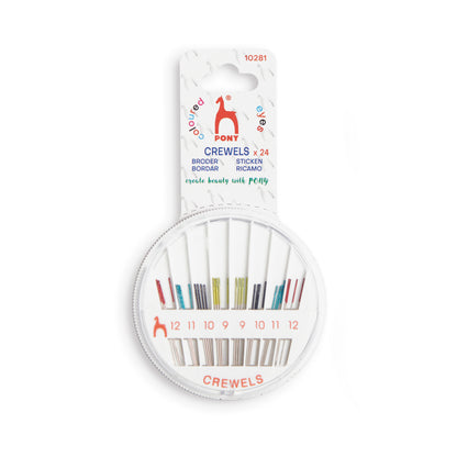 Pony Hand Sewing Needles: Crewels: Coloured-Coded Eye: Compact