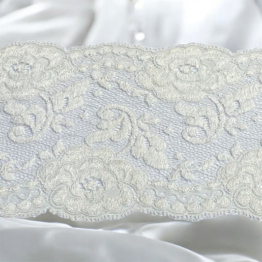 13cm Corded Stretch Lace - Ivory (Price per 25cm)