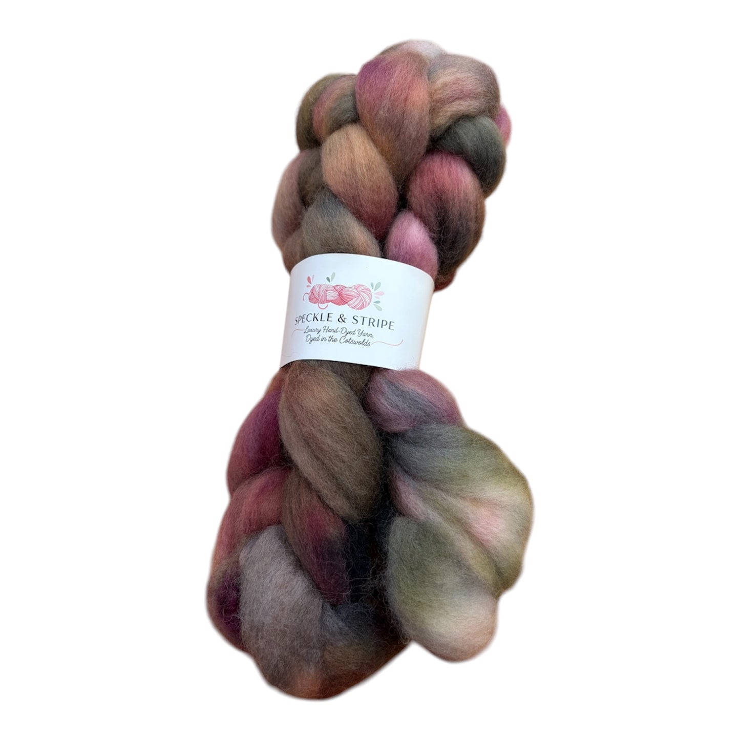 Speckle and Stripe Luxury Hand Dyed Combed Wool Top  approx 100g