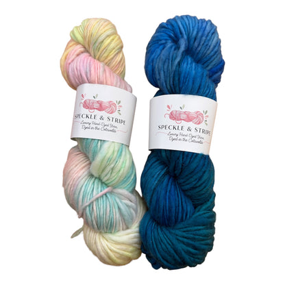 Speckle and Stripe Luxury Hand Dyed Thick and Thin Chunky Yarn 100g