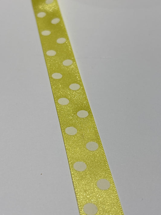 15mm Lemon Spot Ribbon (Price per 25cm)