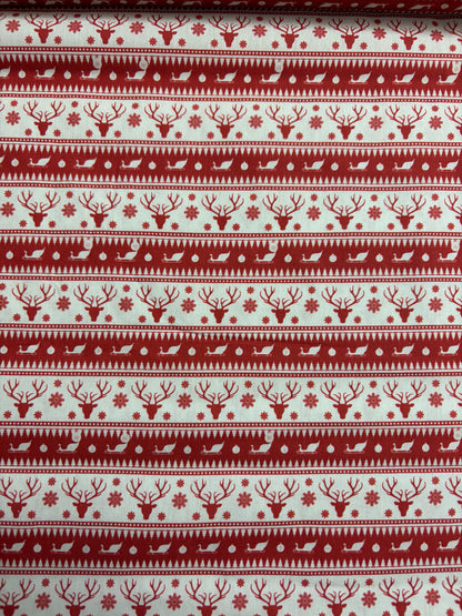 Scandi Christmas Stags 100% Cotton (Priced per 25cm)