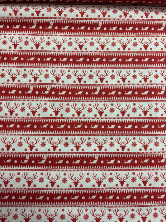 Scandi Christmas Stags 100% Cotton (Priced per 25cm)