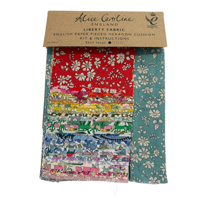 Alice Caroline Liberty English Paper Pieced Hexagon Cushion Kit (various backing fabrics)