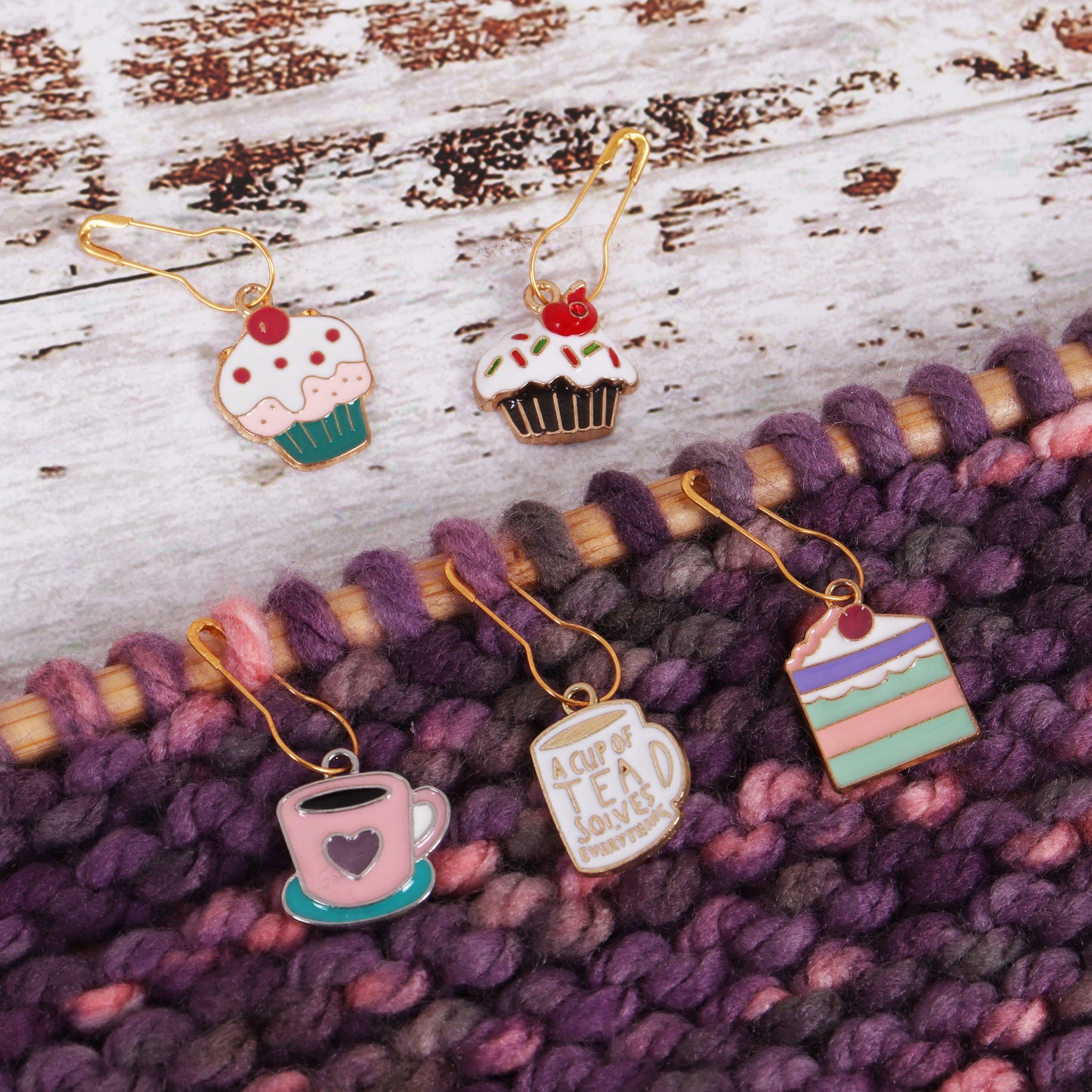 5 Metal Charm Stitch Markers (5 designs available)