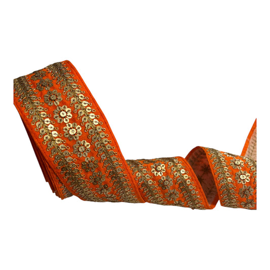 64mm Gold Heavy Sequin Embroidered Trim (Various colours, Priced per 25cm)