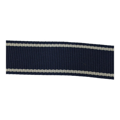 38mm Navy & White Stripe Polypropylene Webbing (Priced per 25cm)