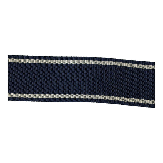 38mm Navy & White Stripe Polypropylene Webbing (Priced per 25cm)