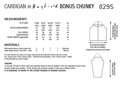 Hayfield Bonus Ladies Cardigan Chunky Knitting Pattern 8295