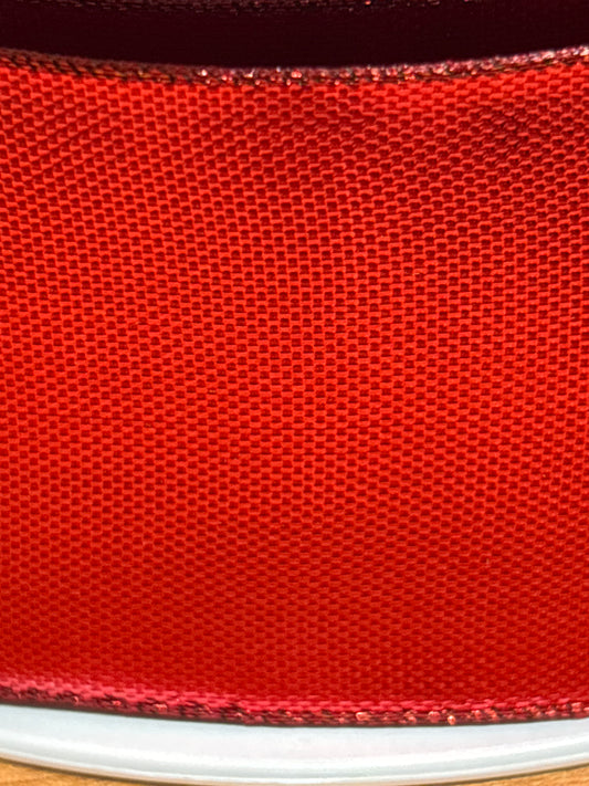 40mm Lustre Lamè Red Ribbon - Price per 25cm