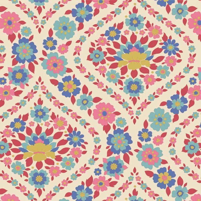 Tilda Wallflower 100% Cotton Fabric - Bianca Red (Price Per Metre)