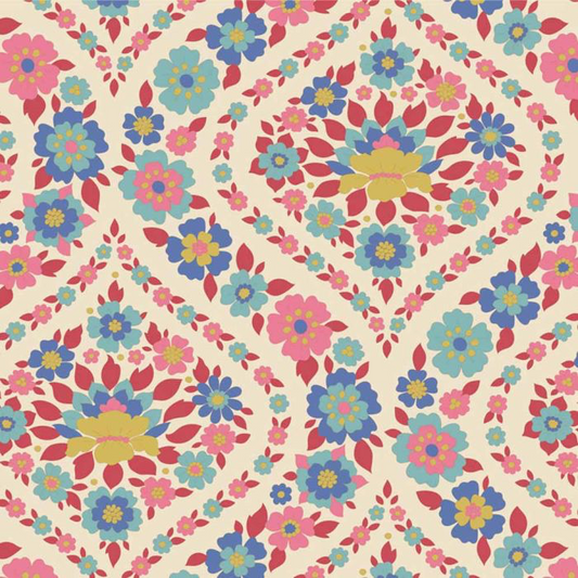 Tilda Wallflower 100% Cotton Fabric - Bianca Red (Price Per Metre)