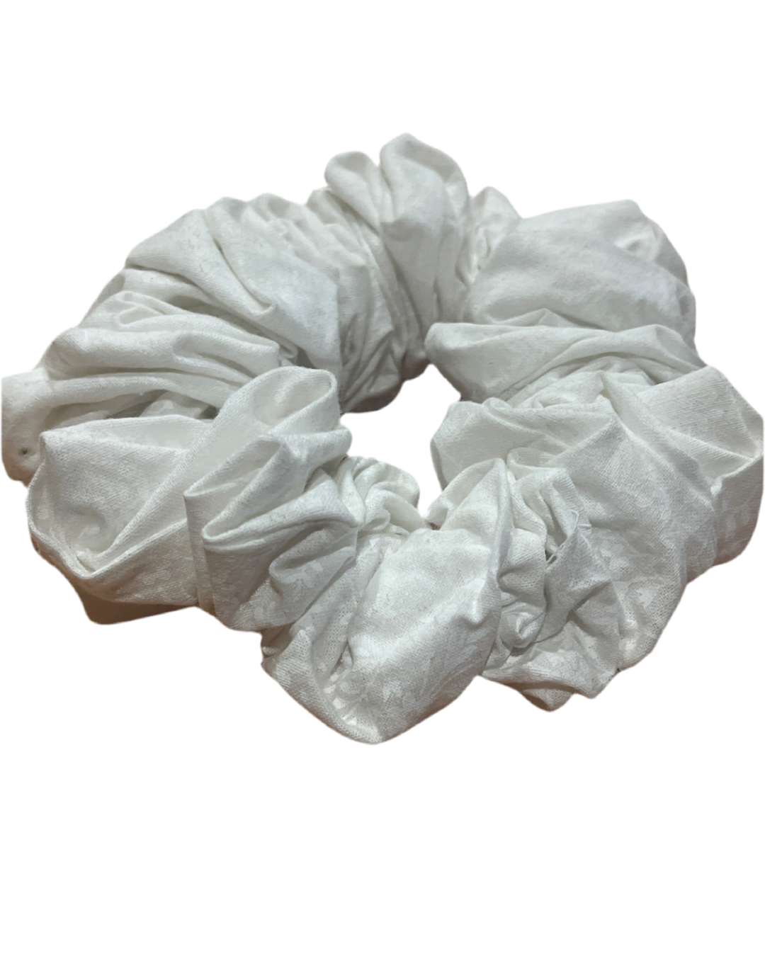 White Floral Scrunchie