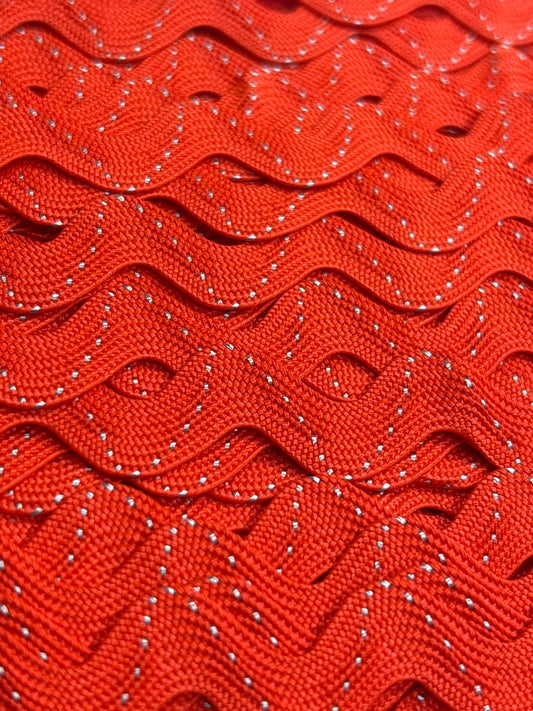 15mm Ric-Rac - Red / Grey ( Price per 25cm)