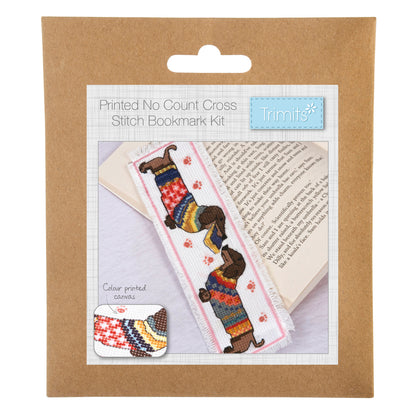 Trimits Counted Cross Stitch Bookmark Kit - Daschund in a Jumper