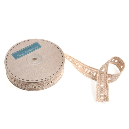 26mm Linen Broderie Anglaise Lace Trim (Price per 25cm)