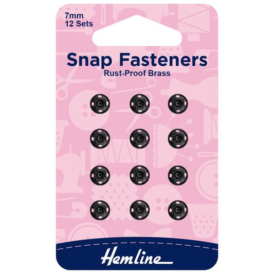 Hemline 7mm Snap Fasteners - Black